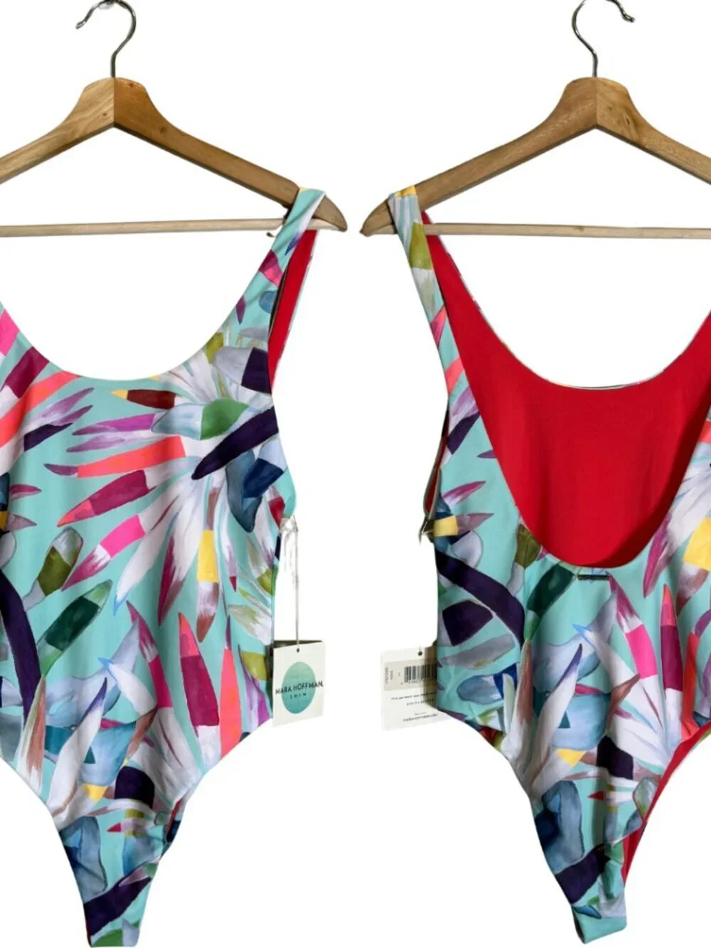 Mara Hoffman Mia Marimba One Piece Swimsuit Women's Large Aqua Revolve $225 NWT